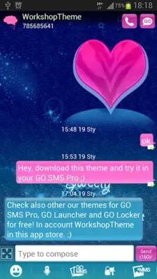 GO SMS PRO Theme Pink Blue android App screenshot 3